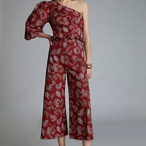 Anthropologie Mare Mare Teresita Ruffle One Shoulder Top Crop Pants Set XS